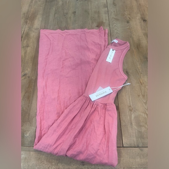 NWT Anthropologie Stateside A-line Crewneck Dress color pink size S - Picture 5 of 9